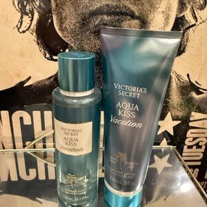 Victoria's Secret Aqua Kiss Vacation Body Mist & Lotion Set - Teal Blue